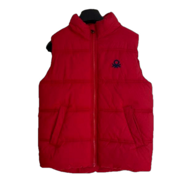 United Colours of Benetton Youth Large Unisex Red Puffer Vest - Picture 1 of 11